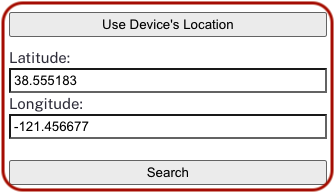 screenshot of Latitude and Longitude form